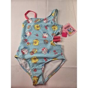 Hello Kitty Girls One Piece Swimsuit Blue Sanrio NWT Size 10/12